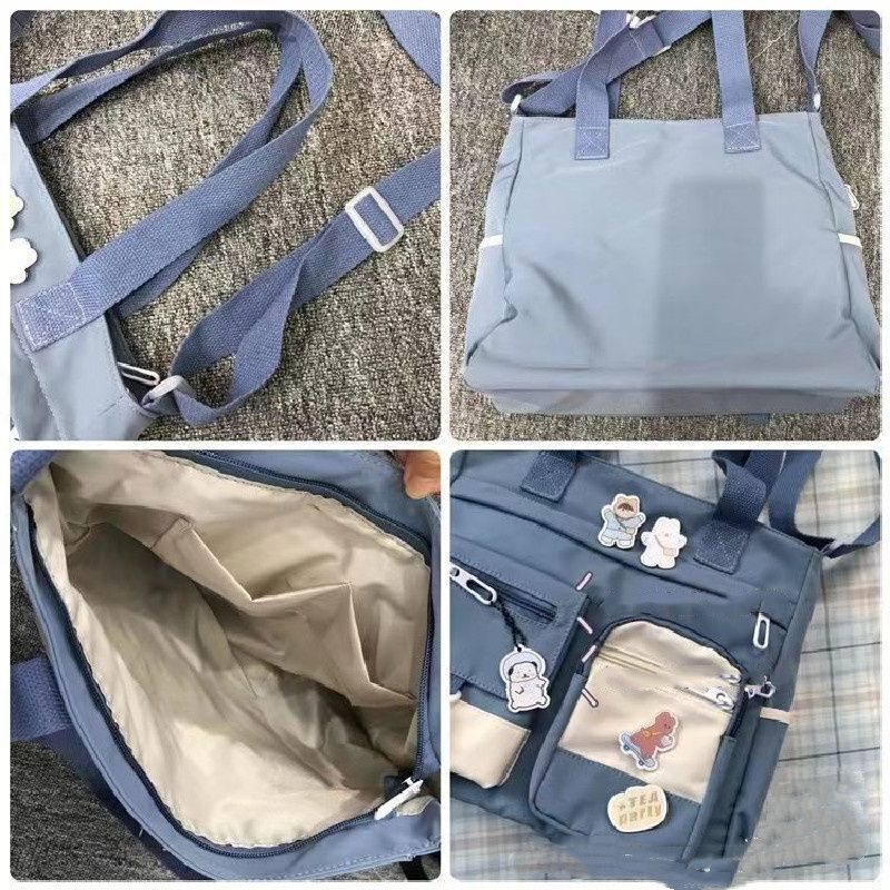 Elegant Nylon Tote & Messenger: Vintage & Scholarly Chic
