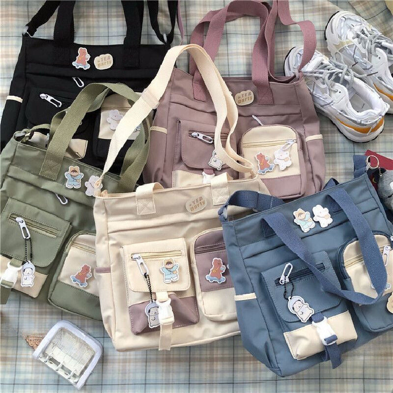 Elegant Nylon Tote & Messenger: Vintage & Scholarly Chic