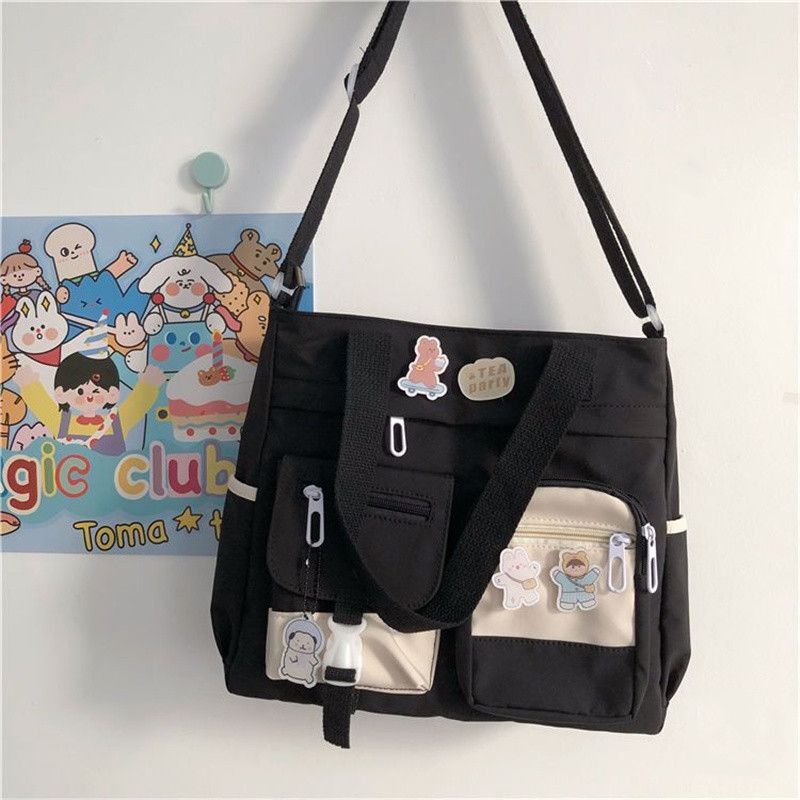 Elegant Nylon Tote & Messenger: Vintage & Scholarly Chic