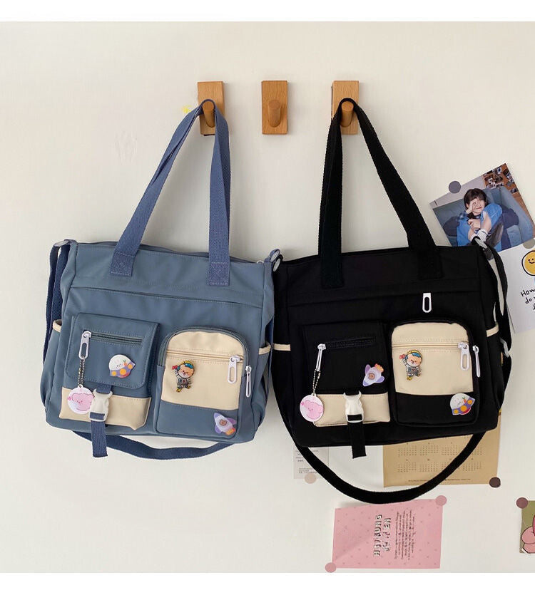 Elegant Nylon Tote & Messenger: Vintage & Scholarly Chic