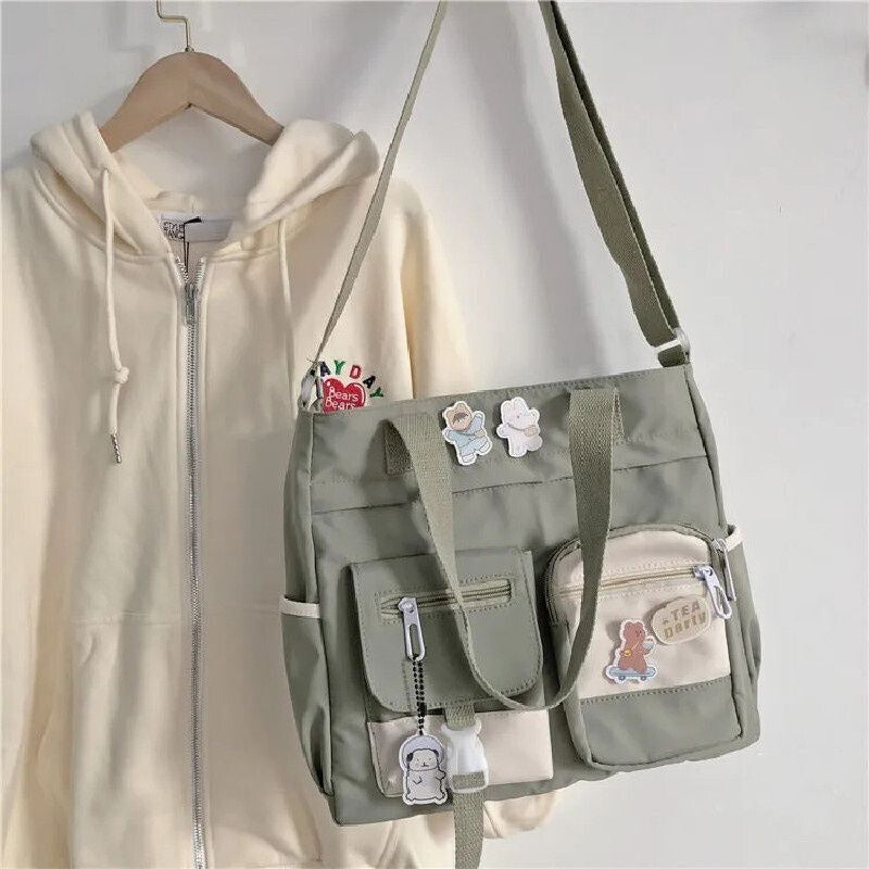 Elegant Nylon Tote & Messenger: Vintage & Scholarly Chic