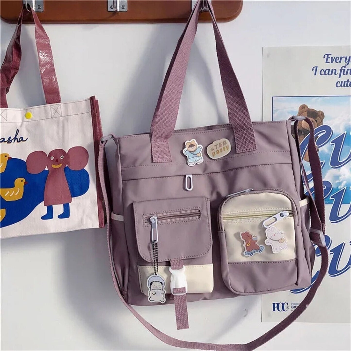Elegant Nylon Tote & Messenger: Vintage & Scholarly Chic