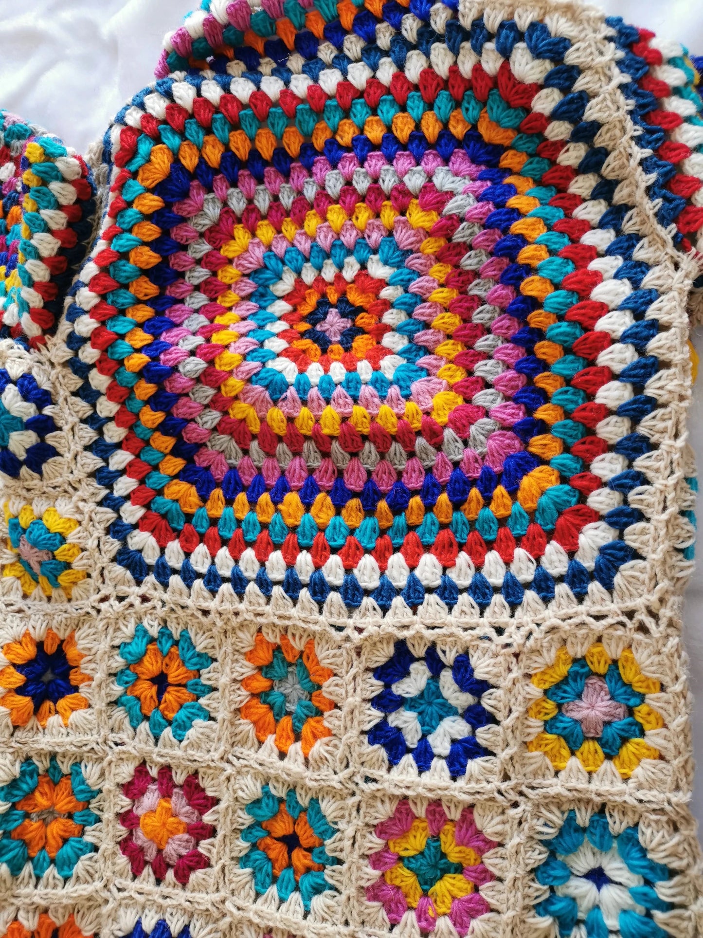 Festive, Hand-crocheted Sweater, 100% Wool