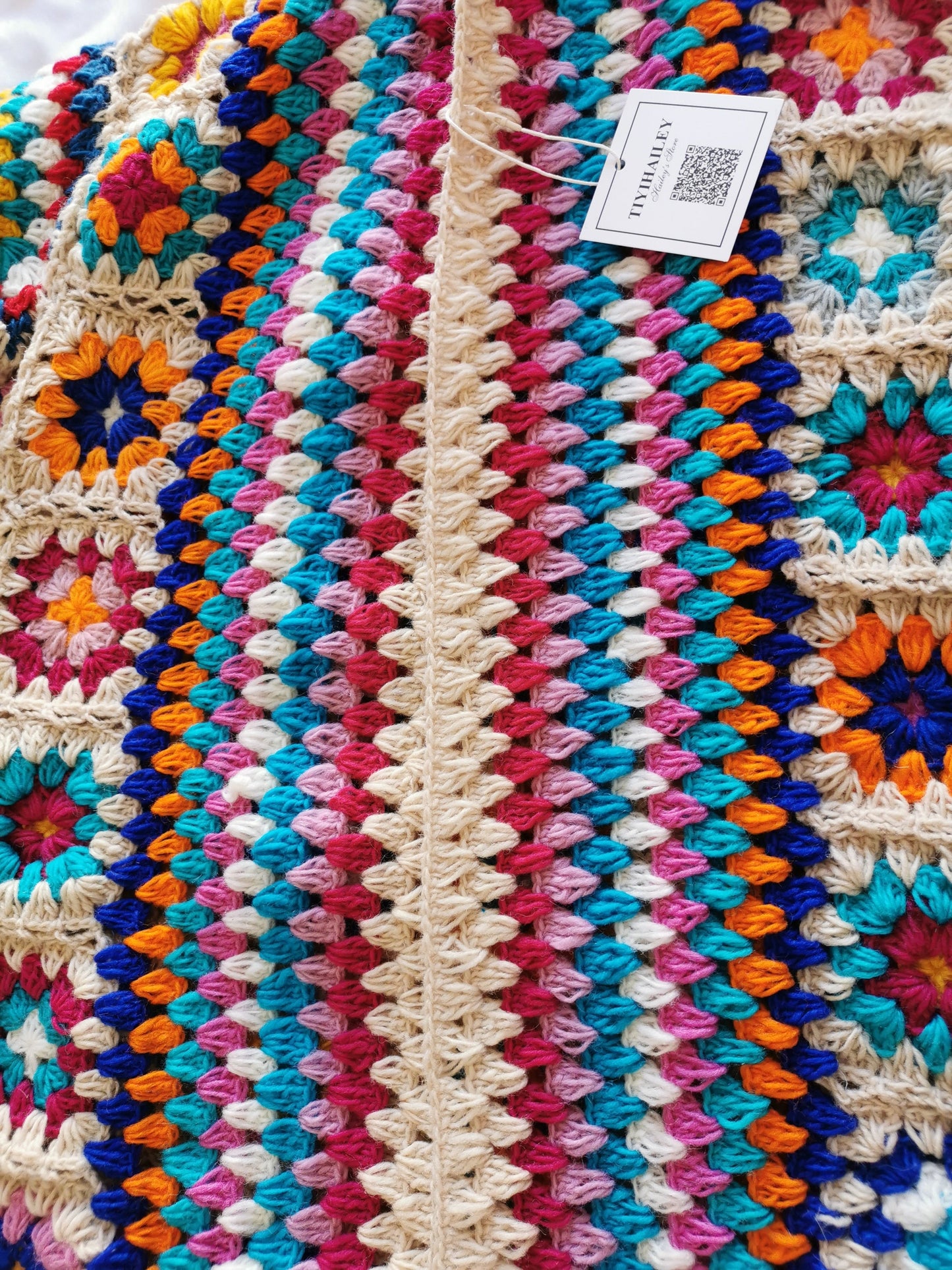 Festive, Hand-crocheted Sweater, 100% Wool