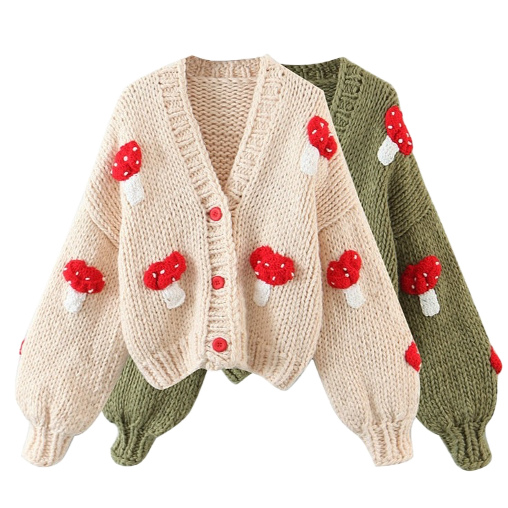 Handmade Mushroom Cardigan Sweater