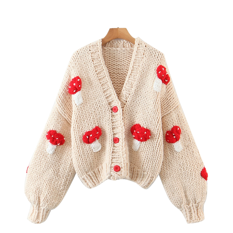 Handmade Mushroom Cardigan Sweater