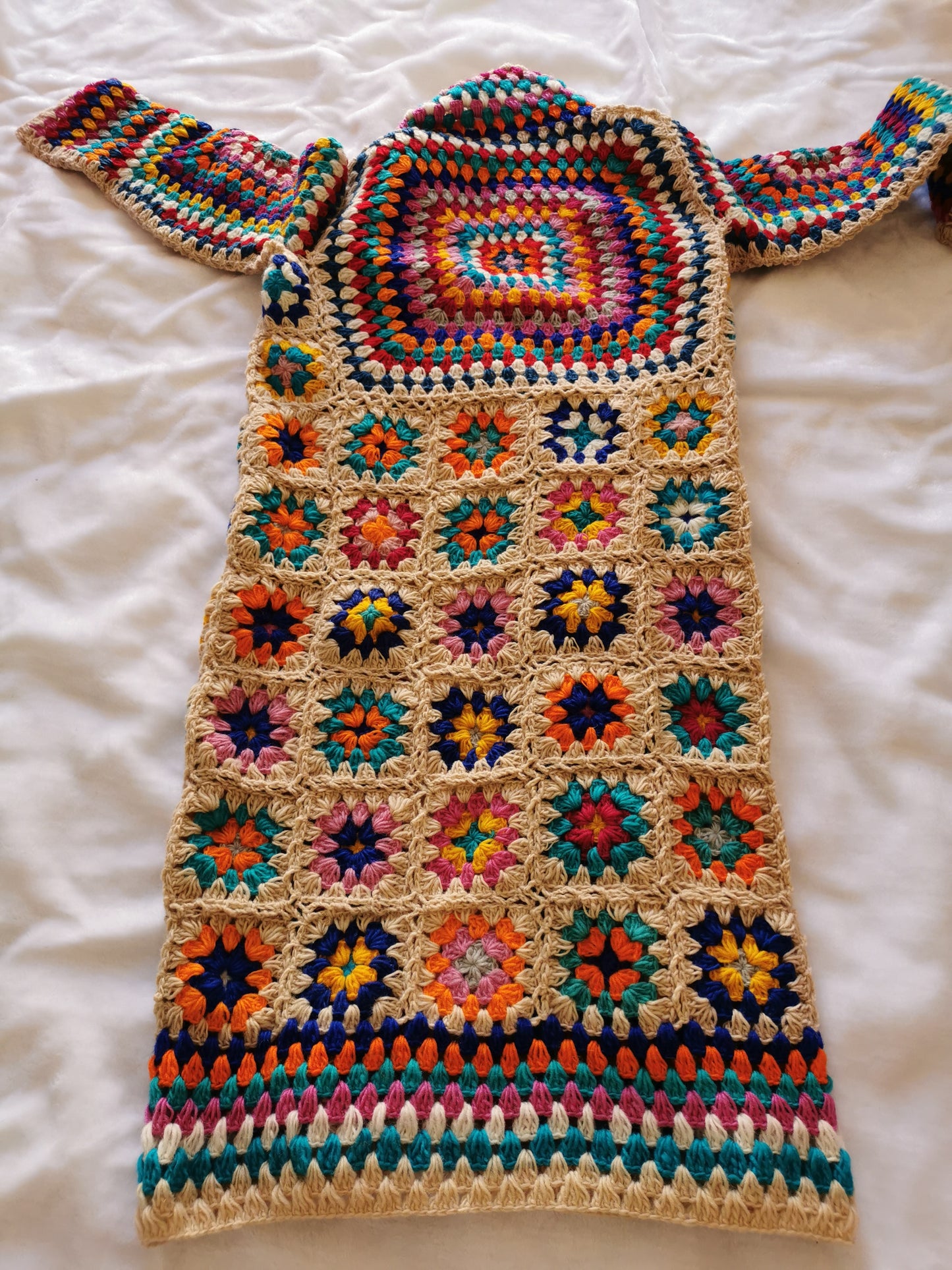 Festive, Hand-crocheted Sweater, 100% Wool