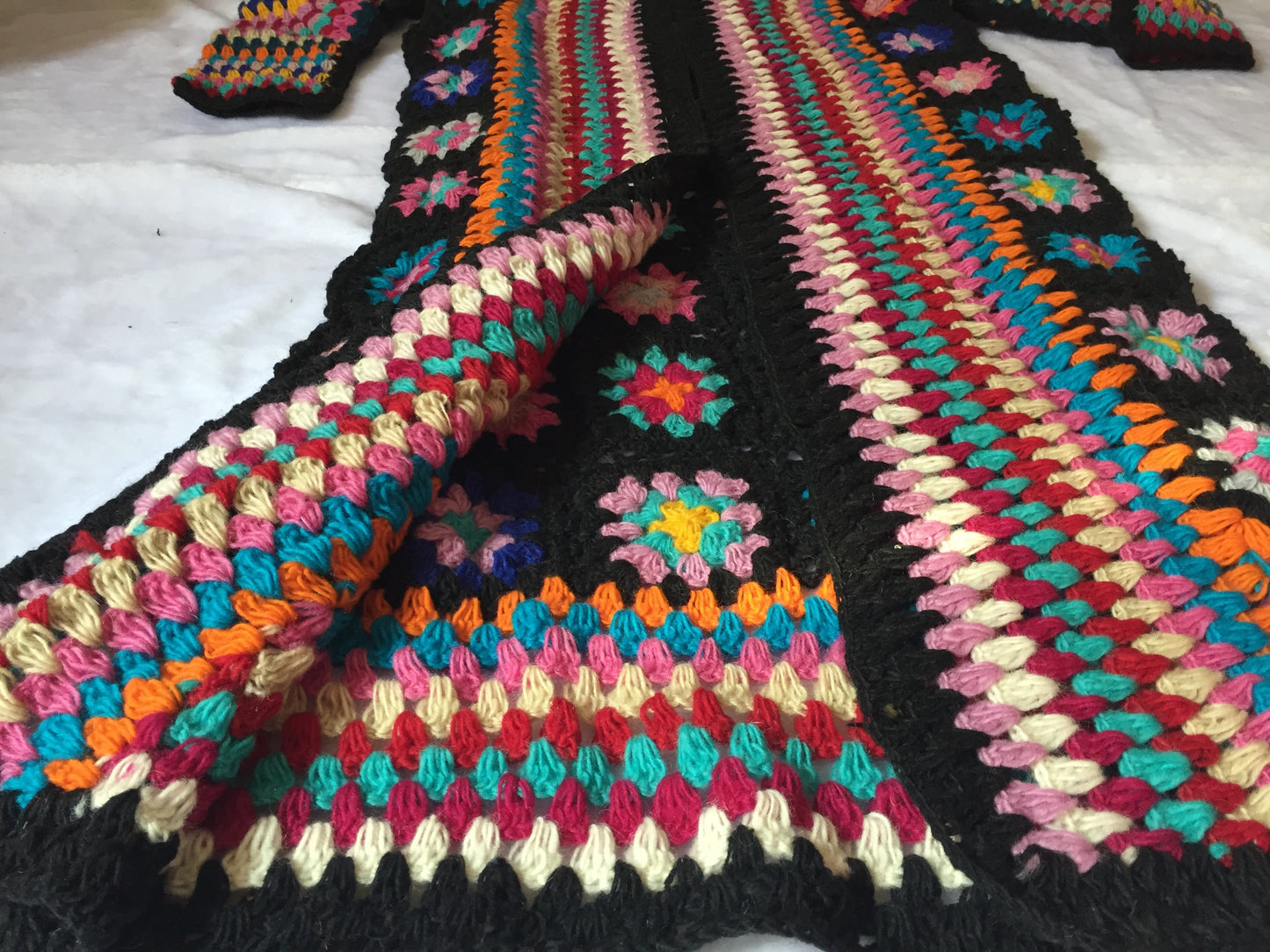 Festive, Hand-crocheted Sweater, 100% Wool