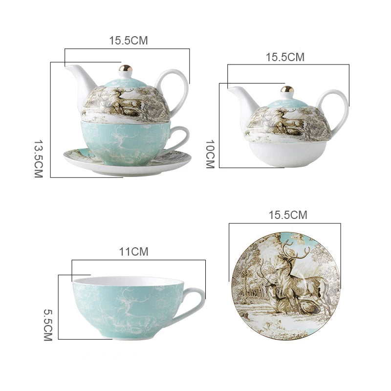 English style single cup stacking teapot and cup sets
