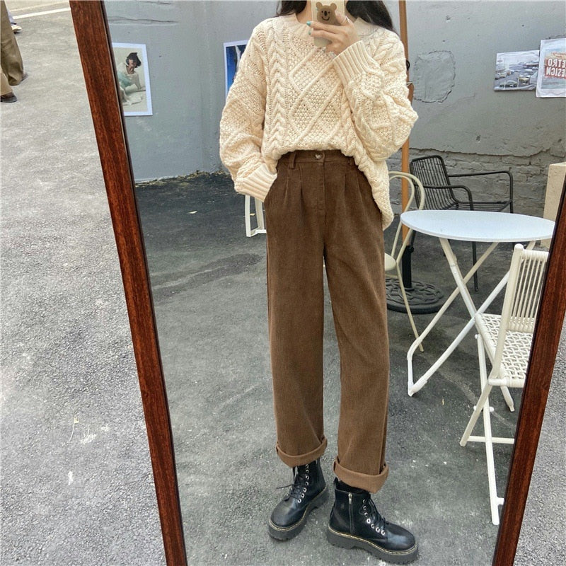 Wide Leg Corduroy Trousers