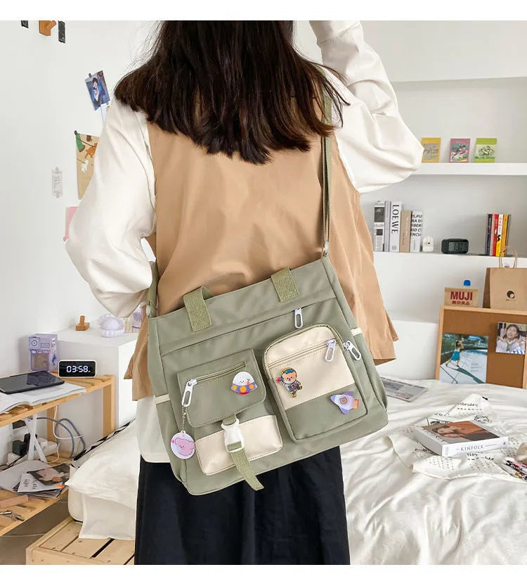 Elegant Nylon Tote & Messenger: Vintage & Scholarly Chic