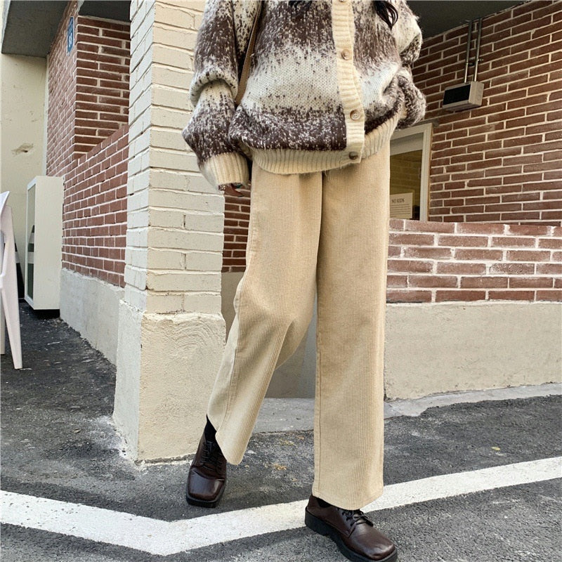 Wide Leg Corduroy Trousers