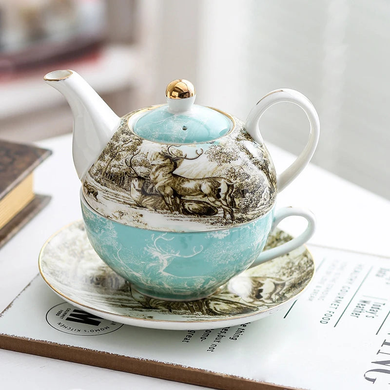 English style single cup stacking teapot and cup sets