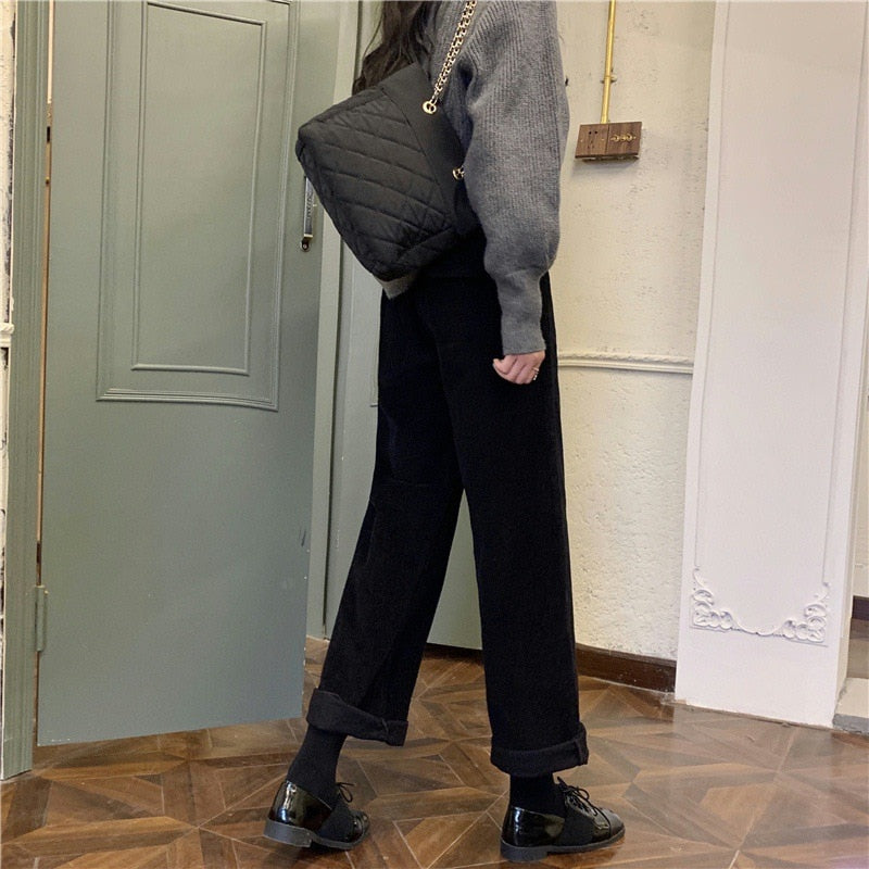 Wide Leg Corduroy Trousers