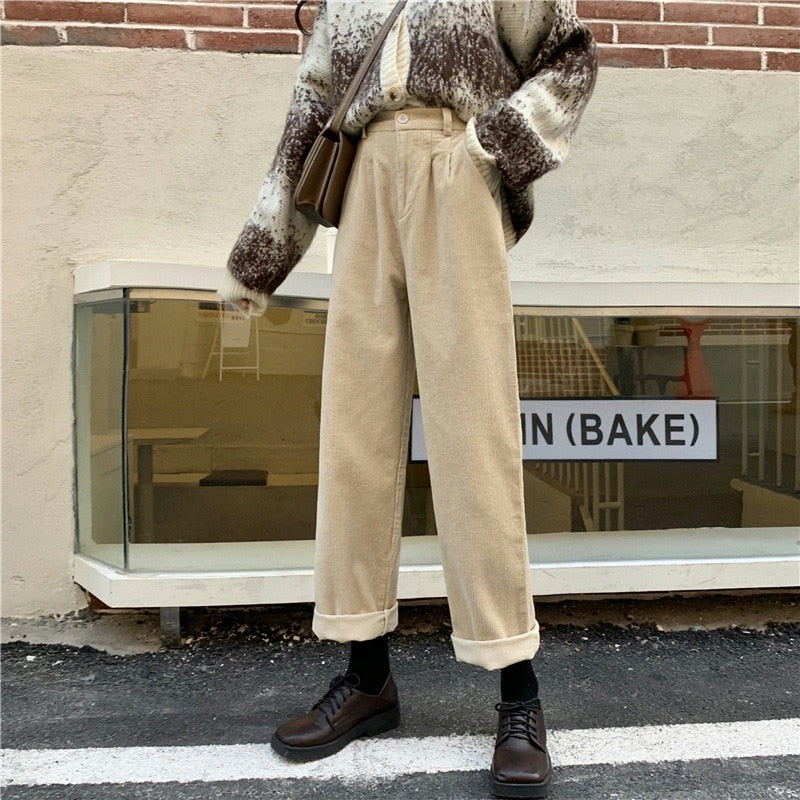 Wide Leg Corduroy Trousers