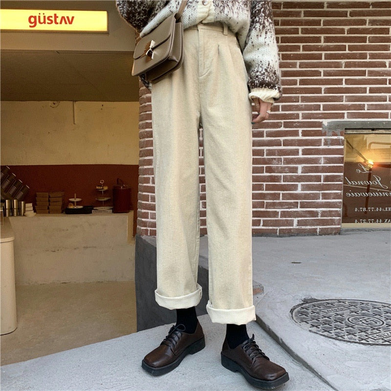 Wide Leg Corduroy Trousers