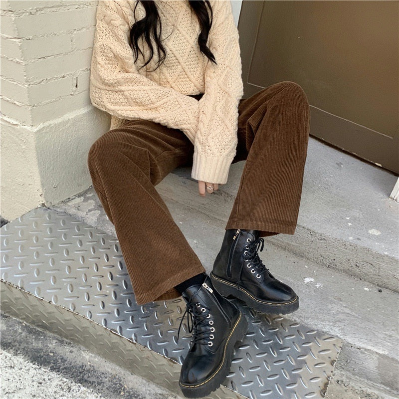 Wide Leg Corduroy Trousers