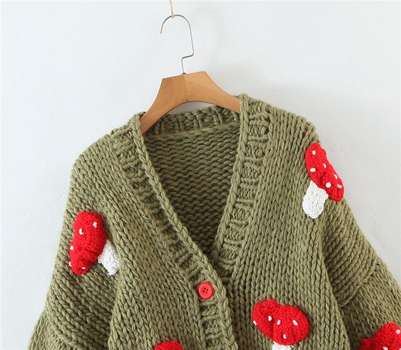 Handmade Mushroom Cardigan Sweater