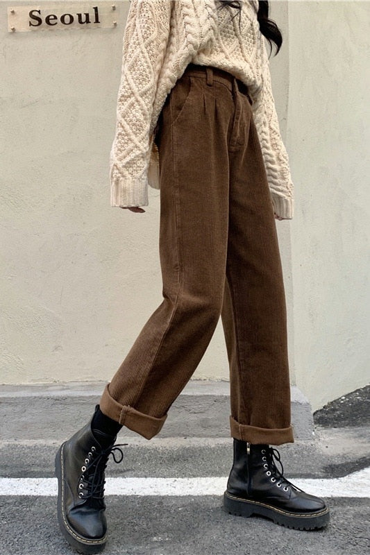 Wide Leg Corduroy Trousers
