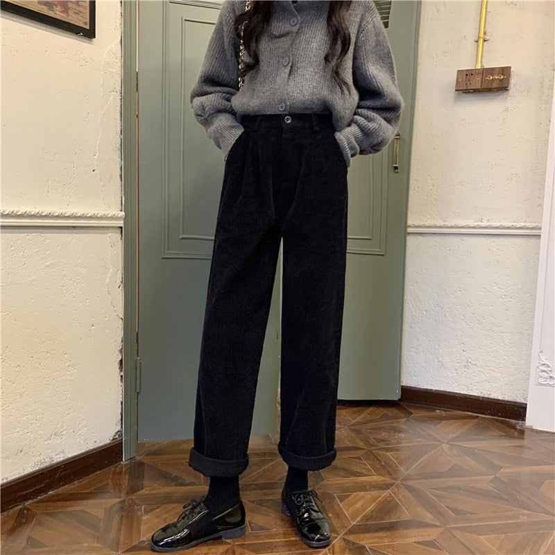 Wide Leg Corduroy Trousers