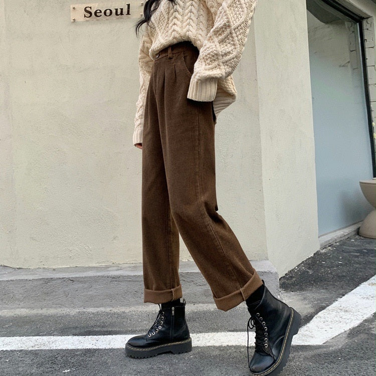 Wide Leg Corduroy Trousers