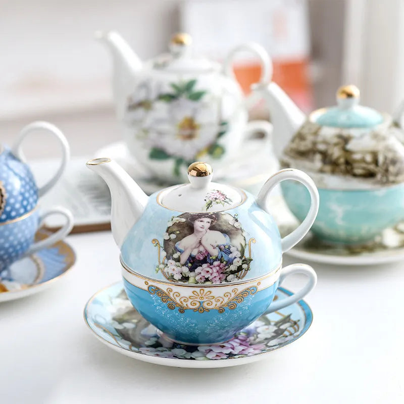 English style single cup stacking teapot and cup sets