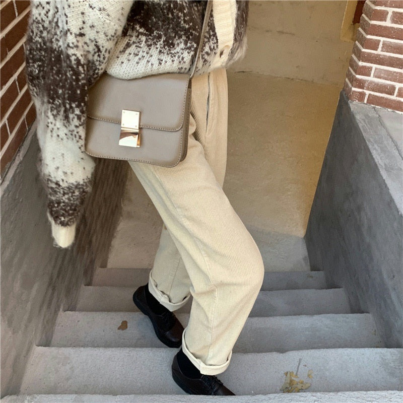 Wide Leg Corduroy Trousers