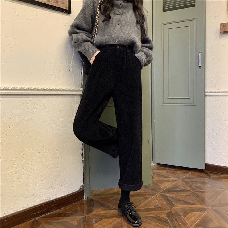 Wide Leg Corduroy Trousers