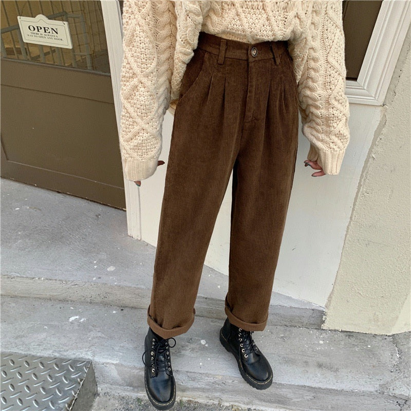 Wide Leg Corduroy Trousers