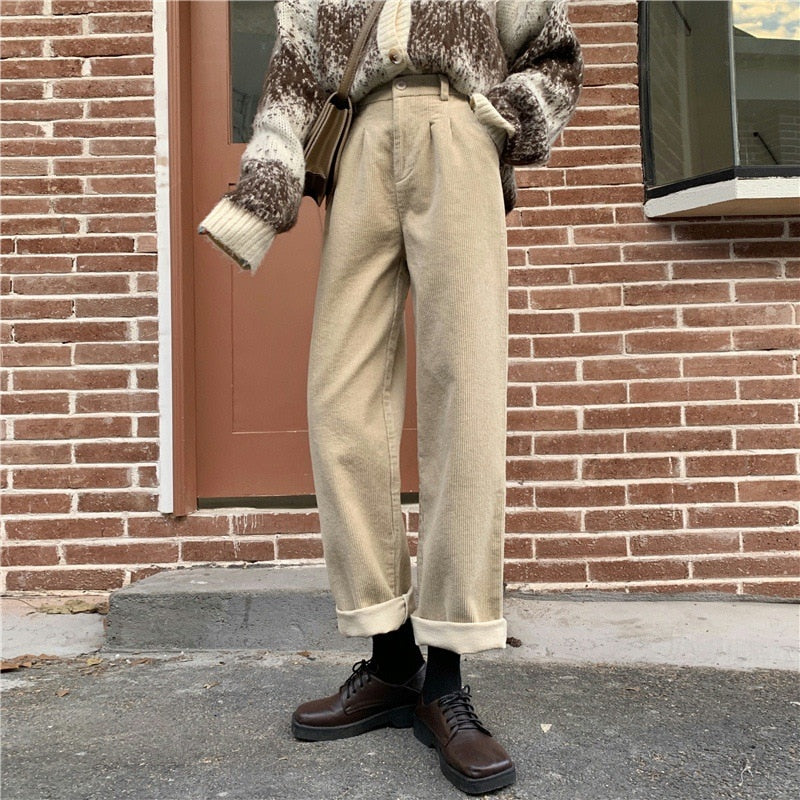 Wide Leg Corduroy Trousers