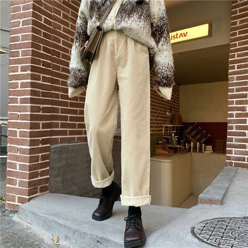 Wide Leg Corduroy Trousers