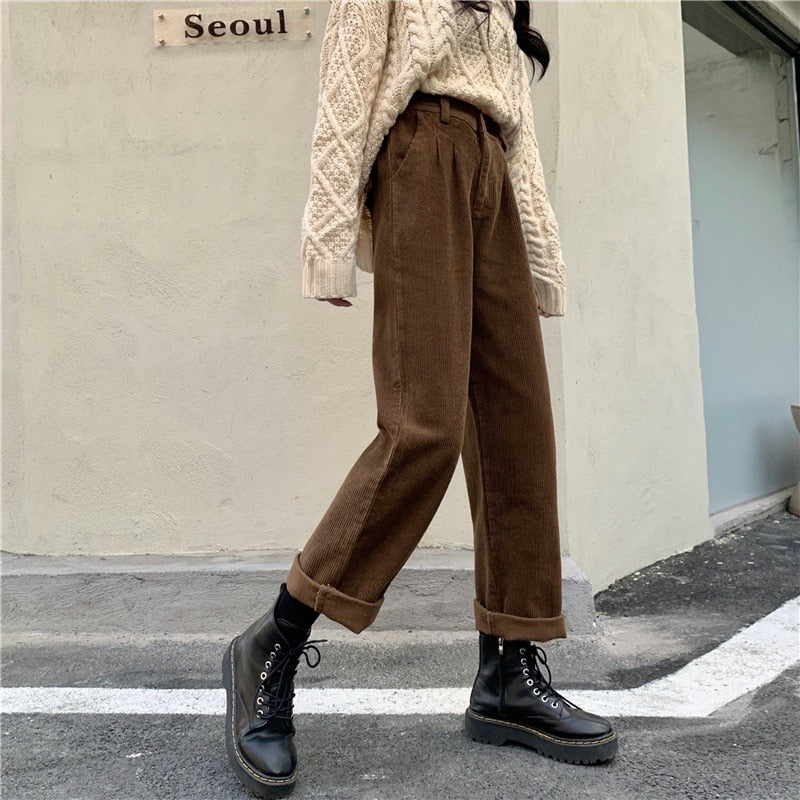 Wide Leg Corduroy Trousers