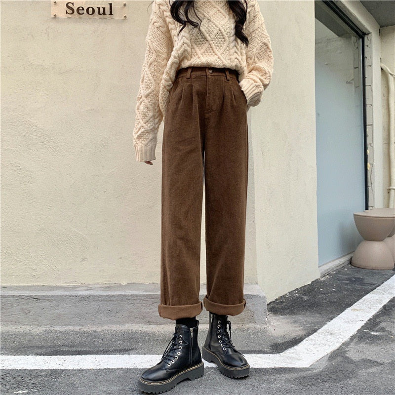 Wide Leg Corduroy Trousers