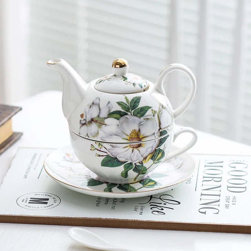 English style single cup stacking teapot and cup sets