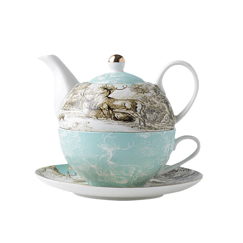 English style single cup stacking teapot and cup sets