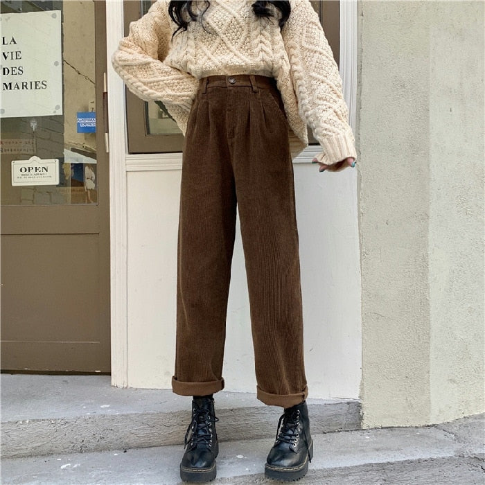 Wide Leg Corduroy Trousers