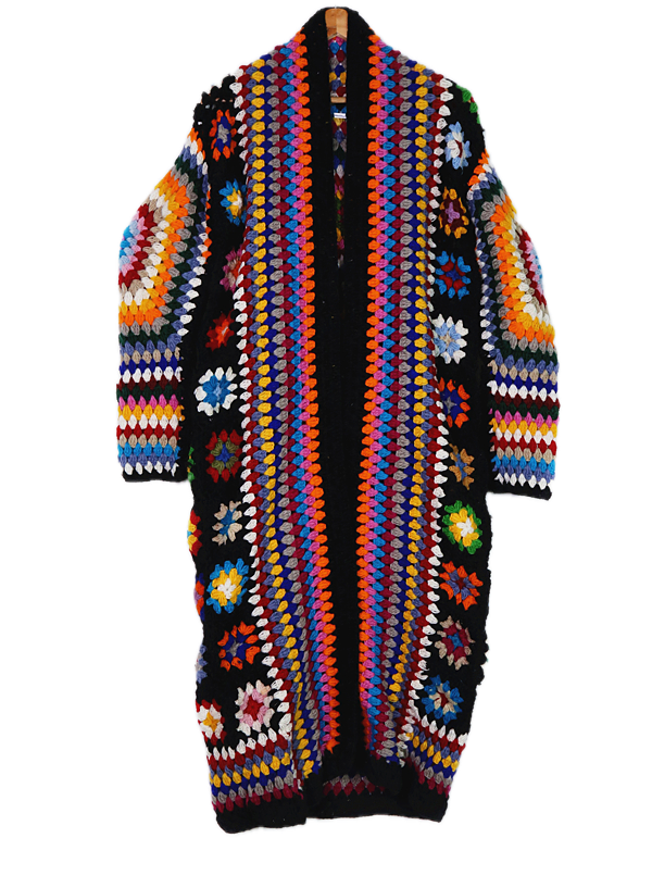 Festive, Hand-crocheted Sweater, 100% Wool