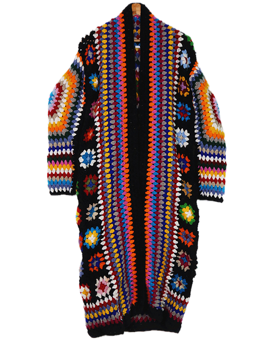 Festive, Hand-crocheted Sweater, 100% Wool