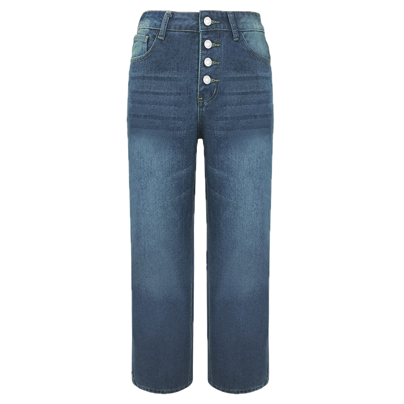 Vintage High Waist Loose Button-fly Jeans