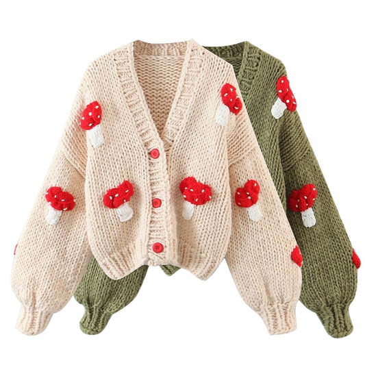 Handmade Mushroom Cardigan Sweater