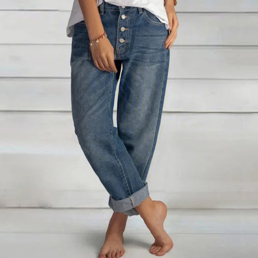 Vintage High Waist Loose Button-fly Jeans